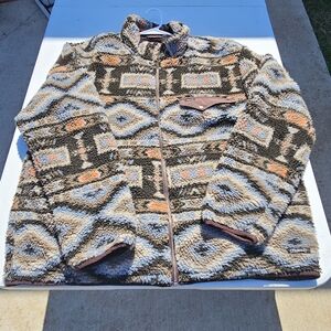 Red DIRT RAFTER aztec Patterned Fleece Jacket